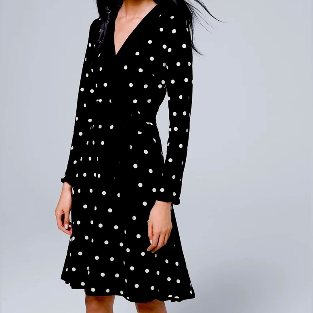 White House, Black Market reversible, wrap white polka dot and black dress